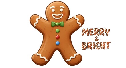 Isolated Christmas gingerbread man cookie, a sweet holiday dessert, decorated with icing