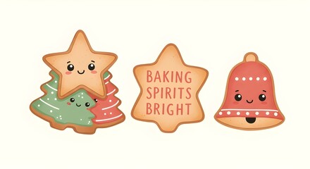 Vector art set of fun Christmas food icons featuring a cartoon red hot dog bone decoration