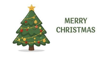 Green fir Christmas tree decoration with gifts and a star for the holiday season celebration