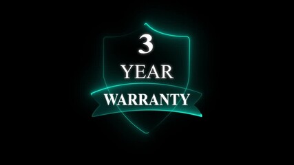 3 year warranty concept on the transparent background. Badges Design Animation Motion graphics of warranty idea. 3 year Warranty Stamp Imprint Seal Template. Round Rubber Stamp with Text Animation.
