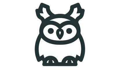 Fototapeta premium Simple black outline horned owl icon illustration.