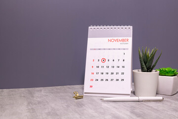 04 November text with blackboard background for calendar.
