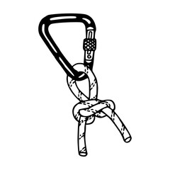 climbing anchor system with locking carabiner and safety knot