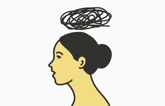 silhouette of a woman with a complicated and complex mindset, the concept of overthinking