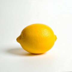 Single lemon on white background