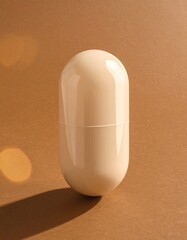 Single pale beige pill on tan background