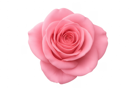 Pink rose flower blooming on transparent background