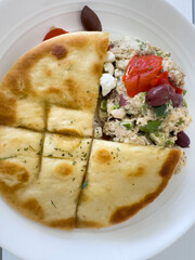 Chicken Salad, with Pita Bread . Vertical View. 