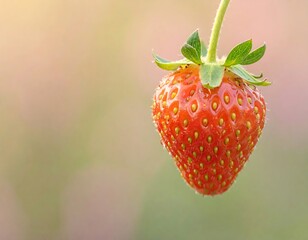 Single ripe strawberry on vine