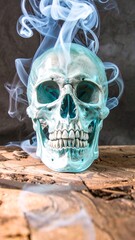Skull shrouded in smoke