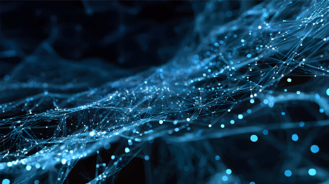 Futuristic vibrant abstract digital network background with radial burst of light and energy emanating. Blue, purple, and orange light beams radiate and glowing particles effects. 3D illustration