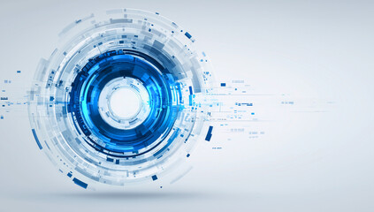Obraz premium Futuristic Blue Digital Circle Background — Abstract Technology Interface