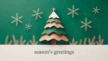 Christmas greeting card concept featuring a Christmas tree made from eco-friendly pape, christmas 2025, created with generative ai	