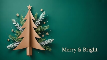 Christmas greeting card concept featuring a Christmas tree made from eco-friendly pape, christmas 2025, created with generative ai	