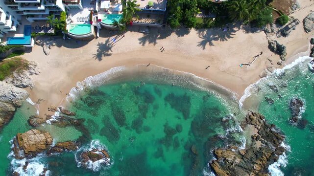 Aerial view of Conchas Chinas beach in Puerto Vallarta.