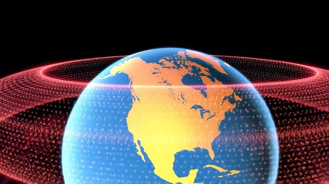 Global Vision: An artistic depiction of planet Earth with a mesmerizing red-light effect, showcasing the beauty of the planet within an innovative design.