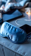 Sleepy eye mask, phone, bedding