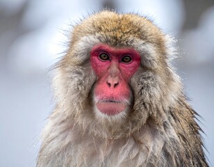Naklejka premium Close-up of a snow monkey (2)