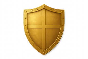 Golden medieval shield offering security and protection