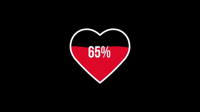 Heart Love Percentage Counter Animation Red Liquid Filling Up Loader