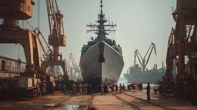 Indian Navy Ship in Dry Dock, Salute to Flag - Military Maritime Power