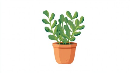 Fototapeta premium Isolated potted green houseplant with fresh leaves for home decoration