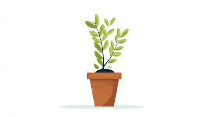 Fototapeta premium Illustration of a plant in a pot with green leaves.