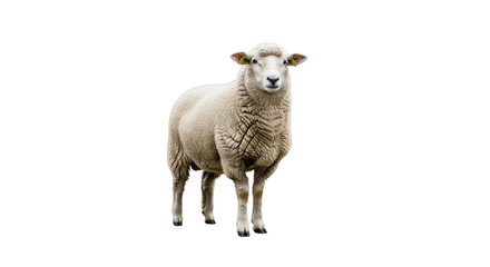 Fototapeta premium A solitary sheep on white background