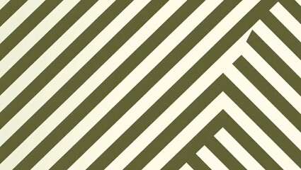 Abstract Geometric Pattern with Olive Green Stripes on Beige Background.