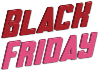 Bold 3d Black Friday sale typography text design template, promotional vector lettering for shopping, marketing, discount banners, and advertising graphics.