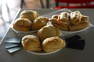 Assorted Bread Rolls On Plates for Breakfast, Snack, or Party Spread