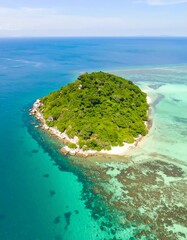 Tropical island oasis from above