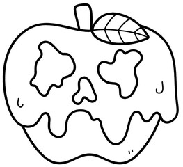 Poison Apple | Outline | Black and White | Halloween Apple 