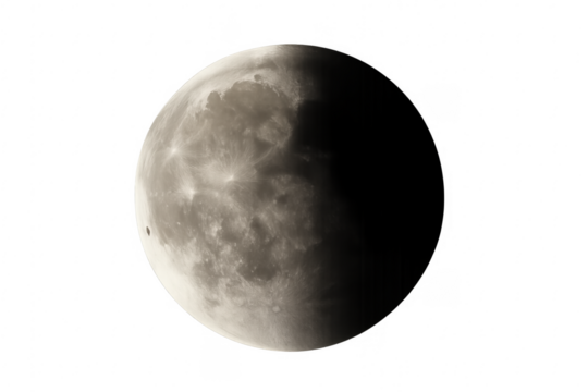 Moon during partial eclipse on transparent background - Powered by Adobe