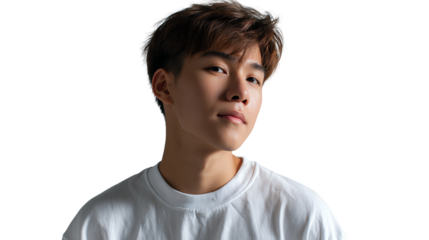 Youthful Confidence: A young man, radiating confidence and poise, gazes directly at the viewer with an air of self-assuredness.