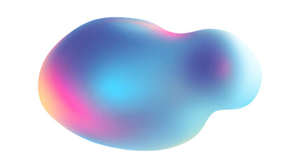 A smooth, abstract shape with a gradient of blue and pink colors, creating a soft and fluid appearance isolated on white background