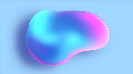 A smooth, abstract shape with a gradient of blue and pink colors, creating a soft and fluid appearance isolated on white background