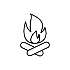 Campfire icon, vector line isolated on white background. Trendy and modern design.
