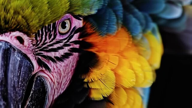 Close-up vibrant parrot head