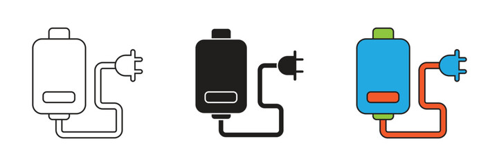 Natural technology rechargeable battery vector set icon. Rechargeable battery technology vector icon simple flat design.