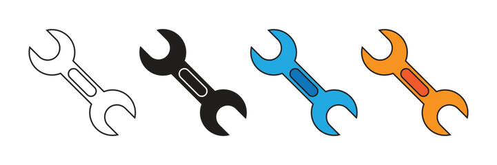 Wrench tool vector icon set. Wrench workshop tool flat design icon vector.