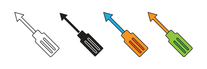 Icon set screwdriver repair tools. Illustration of a flat design icon screwdriver repair tools.