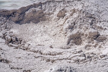 Artists Paintpots, Yellowstone National Park, Wyoming.  hot-spring deposits. Hydrothermal System area has colorful hot springs, mudpots, and small geysers.
