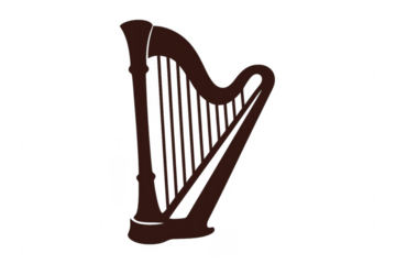 Harp musical instrument silhouette vector on transparent background