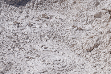 Artists Paintpots, Yellowstone National Park, Wyoming.  hot-spring deposits. Hydrothermal System area has colorful hot springs, mudpots, and small geysers.
