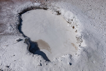 Artists Paintpots, Yellowstone National Park, Wyoming.  hot-spring deposits. Hydrothermal System area has colorful hot springs, mudpots, and small geysers.
