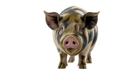 Fototapeta premium Pig Facing the Camera on a White Background