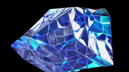 Single Ice Cube Shining Coldly in Darkness