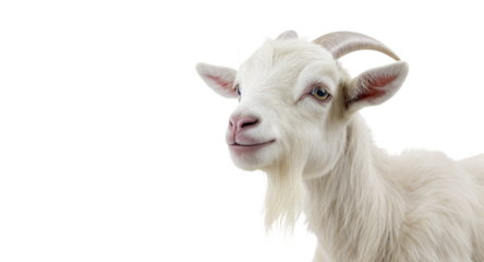Portrait of a White Goat on a White Background