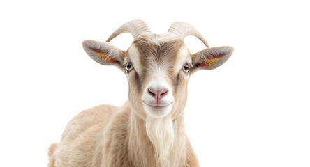 Smiling Goat Portrait on White Background